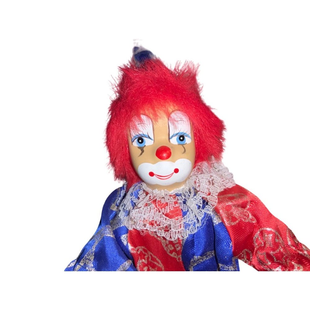 Clown Doll with Red Hair and red/ blue outfit - Picture 15 of 16